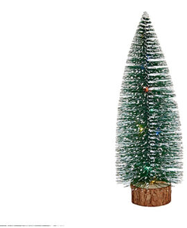 Krist+ Mini decoratie kerstboompje - met licht - H30 cm - groen - kunststof - Kerstdorpen