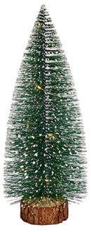 Krist+ Mini decoratie kerstboompje - met licht - H35 cm - kunststof - Kerstdorpen Groen