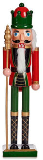 Krist+ Notenkraker decoratie figuur/beeld - 80 cm - rood/groen - kunststof - kerst