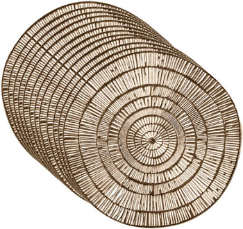Krist+ Set van 12x stuks ronde Placemats metallic goud look diameter 38 cm