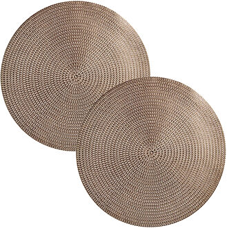 Krist+ Set van 2x stuks ronde Placemats metallic goud look diameter 38 cm - Placemats Goudkleurig