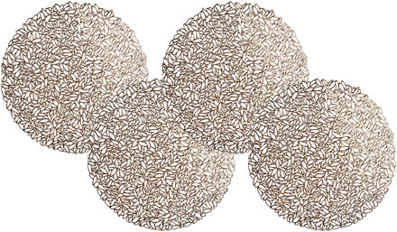 Krist+ Set van 4x stuks ronde gedecoreerde Placemats metallic koper look diameter 38 cm - Placemats Bruin