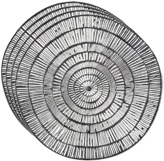 Krist+ Set van 4x stuks ronde Placemats metallic zilver look diameter 38 cm - Placemats Zilverkleurig