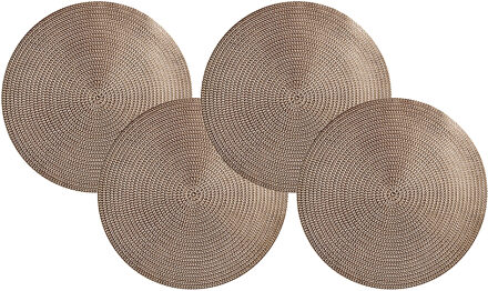 Krist+ Set van 6x stuks ronde Placemats metallic goud look diameter 38 cm - Placemats Goudkleurig