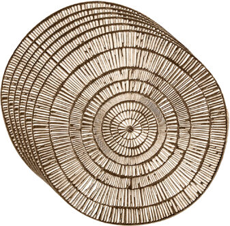 Krist+ Set van 6x stuks ronde Placemats metallic goud look diameter 38 cm