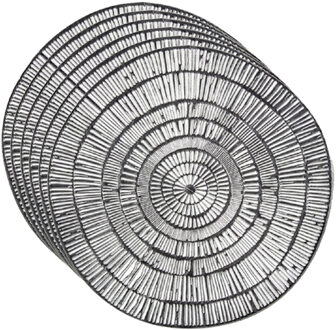 Krist+ Set van 6x stuks ronde Placemats metallic zilver look diameter 38 cm - Placemats Zilverkleurig