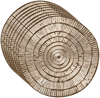 Krist+ Set van 8x stuks ronde Placemats metallic goud look diameter 38 cm