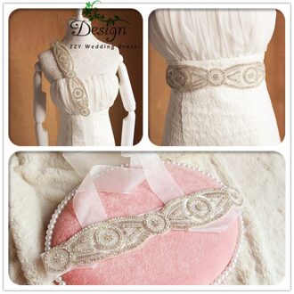 Kristal En Parels Bruiloft Riemen Tulle Strass Trouwjurk Riem Bruiloft Accessoires Bruids Lint Sash Riem