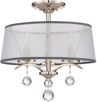 Kristal hangende plafondlamp Whitney zilver, wit-transparant, donkergrijs, transparant, zilver, wit-transparant, helder
