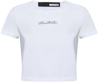 Kristal Logo Wit T-shirt Rotate Birger Christensen , White , Dames - L,M