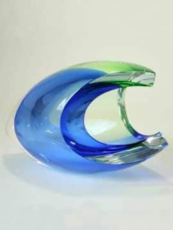 Kristal object geslepen blauw/groen