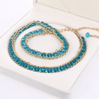 Kristal Taille Keten Vrouwen Verlengd Metalen Ketting Riem Veelzijdige Decoratieve Jurk Mode Zomer Rok Riem Accessoires groen