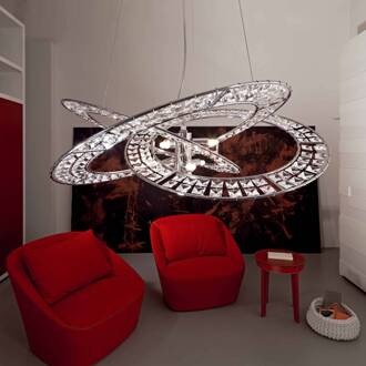 Kristallen hanglamp Trilogy 6-lamps transp. transparant, chroom