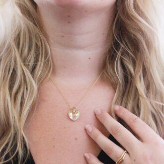 Kristallen Hart Hangers - Goud en Glanzend Wit - One Size