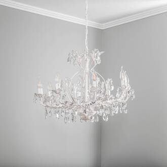 Kristallen kroonluchter Teresa, ivoor 8-lamps ivoor, goud, helder