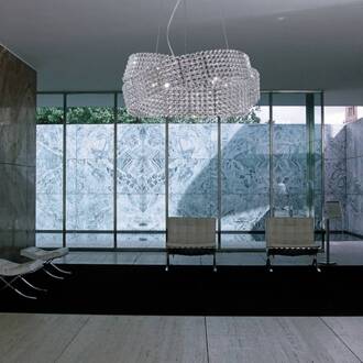 Kristallen pendellamp DIAMANTE Ø 95 cm chroom, transparant