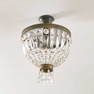 Kristallen plafondlamp CUPOLA 30 cm groen-goud-antiek, helder
