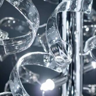 Kristallen vloerlamp met noppenstang transparant, chroom