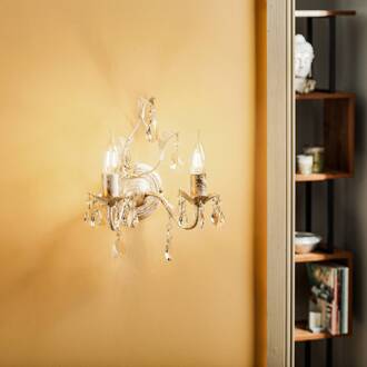 Kristallen wandlamp Teresa, ivoor 2-lamps ivoor, goud, helder