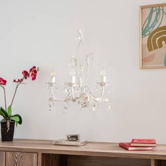 Kristallen wandlamp Teresa, ivoor 3-lamps ivoor, goud, helder