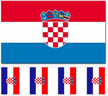 Kroatie versiering/feestartikelen set - vlag 90 x 150 cm - vlaggenlijn van 300 cm - landen