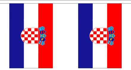 Kroatie vlaggenlijn slinger - 300 cm - polyester - met 10 vlaggetjes - binnen/buiten Multi