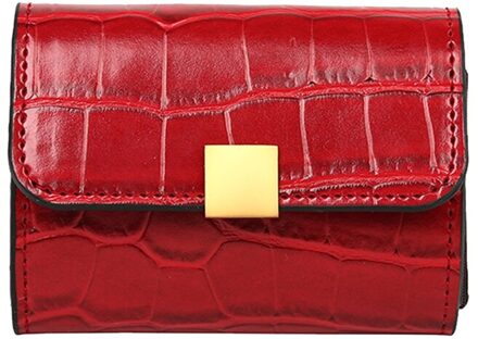 Krokodil Patroon Portemonnee Vrouwen Multi-Slots Pu Clutch Dames Korte Portemonnee Kaart Tassen rood