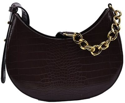 Krokodil Patroon Pu Lederen Tassen Voor Vrouwen Zomer Dag Schouder Handtas Vrouwelijke Reizen Sac Een belangrijkste koffie kleur