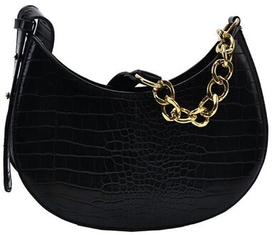 Krokodil Patroon Pu Lederen Tassen Voor Vrouwen Zomer Dag Schouder Handtas Vrouwelijke Reizen Sac Een belangrijkste zwart