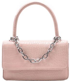 Krokodil Patroon Vrouwelijke Flap Schouder Messenger Bags Pu Lederen Dames Crossbody Tas Effen Kleur Vrouwen Handtassen roze