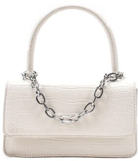 Krokodil Patroon Vrouwelijke Flap Schouder Messenger Bags Pu Lederen Dames Crossbody Tas Effen Kleur Vrouwen Handtassen wit