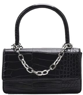 Krokodil Patroon Vrouwelijke Flap Schouder Messenger Bags Pu Lederen Dames Crossbody Tas Effen Kleur Vrouwen Handtassen zwart