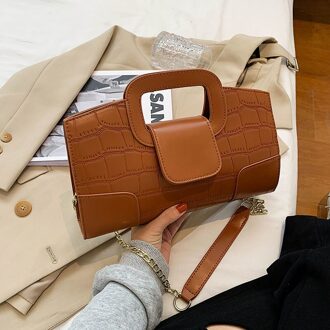 Krokodil Vrouwen Avondtassen Koffie Clutch Ketting Crossbody Tassen Voor Vrouwen Hard Schoudertas Alligator Handtas bruin Chain Handbags
