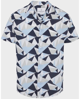 Kronstadt Cuba geometry s/s shirt blue ks3618 Blauw - L