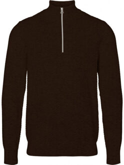 Kronstadt Ks2790 carlo half zip 971 chocolate plum heren trui Bruin - L