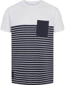 Kronstadt Timmi recycled stripe pocket shirt navy white ks3626 Blauw