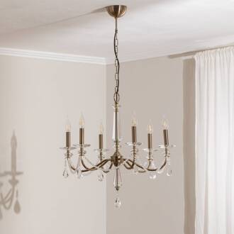 Kroonluchter Adone, 6-lamps, messing, Ø 70 cm, kristalglas helder, messing