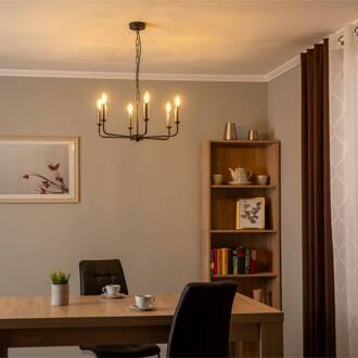 Kroonluchter Ampli, zwart/goud, 6-lamps zwart, goud