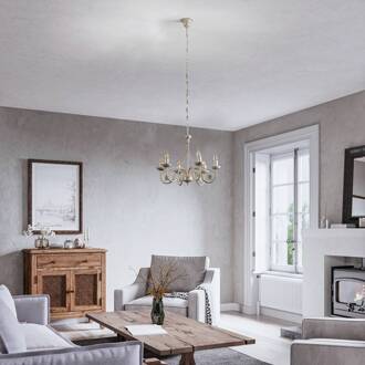 Kroonluchter Ayleen 6-lamps 1 niveau, wit wit, goud