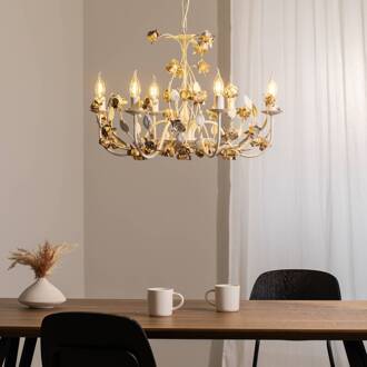 Kroonluchter Carolina, ivoorkleurig, 6-lamps, ijzer