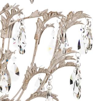Kroonluchter Cesta, 5-lamps met kristallen ivoor, goud, helder
