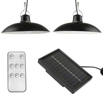 Kroonluchter Dubbele Hoofden Led Solar Light Met Afstandsbediening Retro Lampenkap Solar Led Waterdichte Lampen Voor Outdoor Tuin Yard dubbele headed