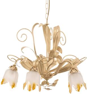 Kroonluchter Elena in Florentijnse-stijl 5-lamps goud antiek, wit
