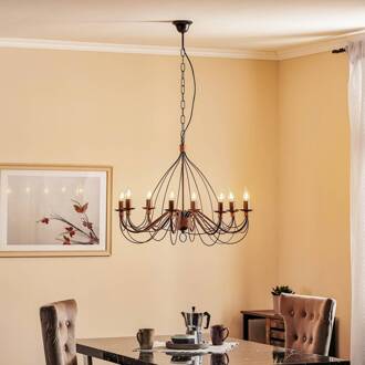 Kroonluchter Fiamma Marrone 8-lamps zonder kappen donkerbruin, brons