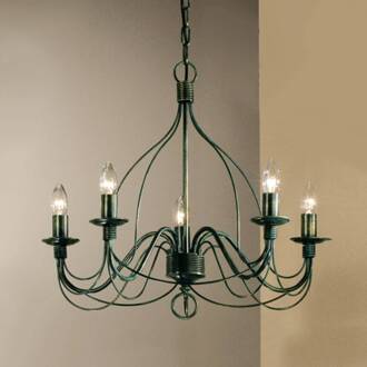 Kroonluchter Filo 5-lamps groen antiek