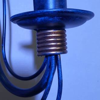 Kroonluchter Filo, 8-lamps, blauwzwart, metaal, Ø 78 cm