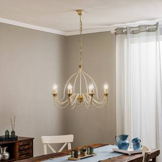 Kroonluchter FILO 8-lichts, wit-antiek wit / opaal