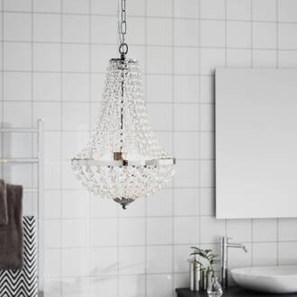 Kroonluchter Gränsö voor de badkamer, Ø 30 cm chroom, transparant
