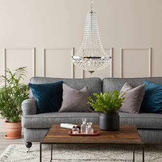 Kroonluchter Gränsö voor de badkamer, Ø 30 cm chroom, transparant