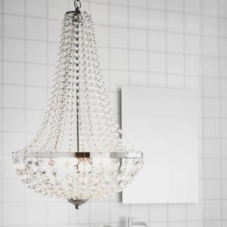 Kroonluchter Gränsö voor de badkamer, Ø 40 cm chroom, transparant